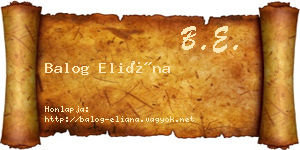 Balog Eliána névjegykártya